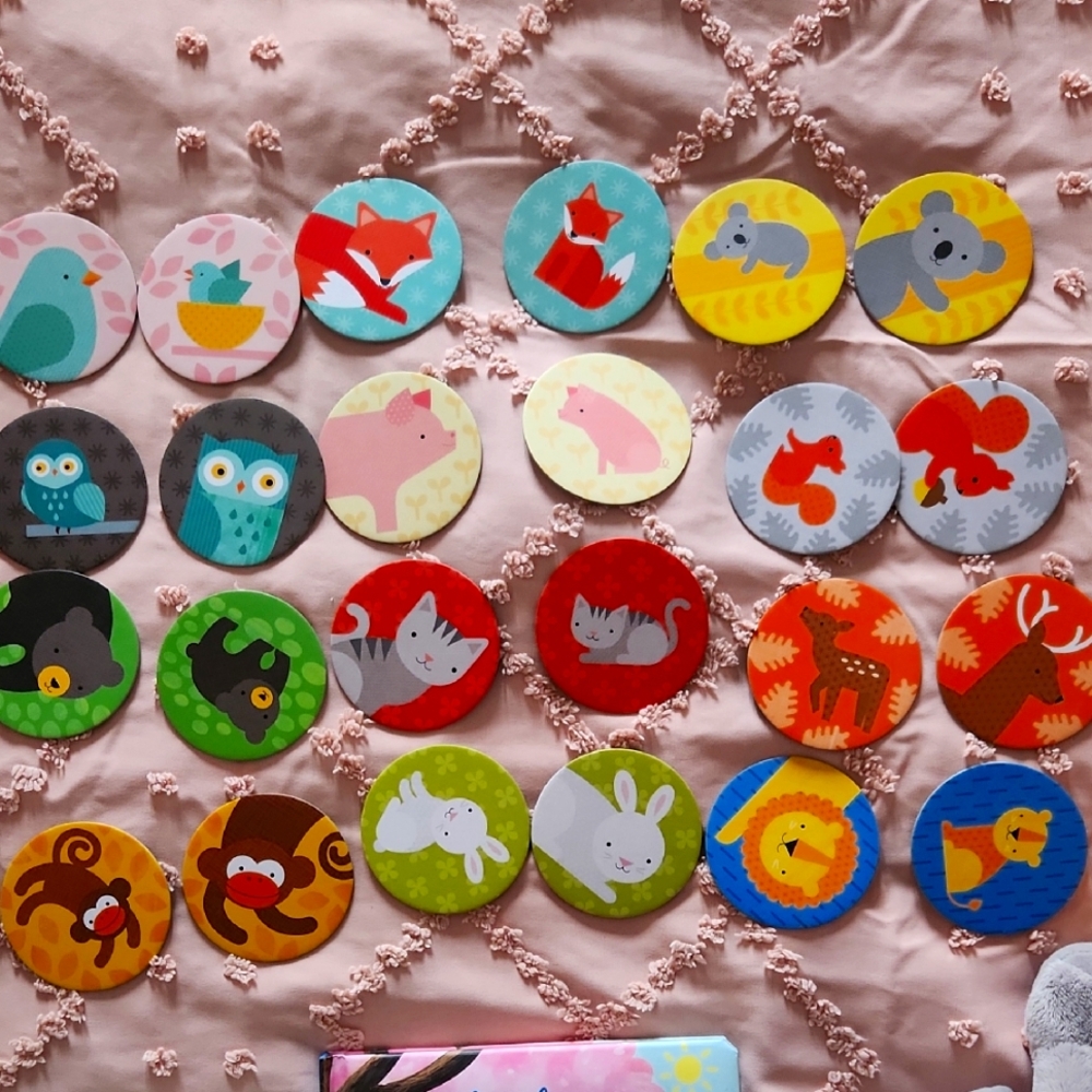 Colorful Animal Patterned Kids Matching Game With Carrying Case